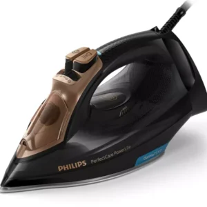 GC3929/60 – PerfectCare PowerLife Steam Iron (2500W, Steam Boost 180g, SteamGlide Plus Soleplate, Black & Gold Finish)